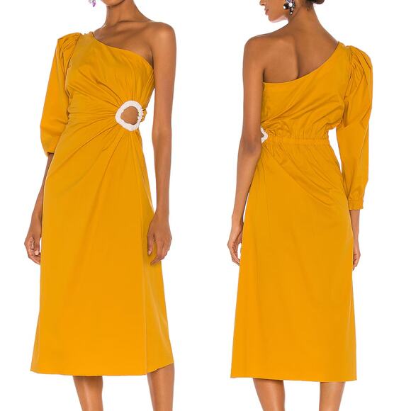 Johanna‎ Ortiz Refulgence of Starts Midi Dress Yellow Ochre Size Medium - Picture 1 of 10